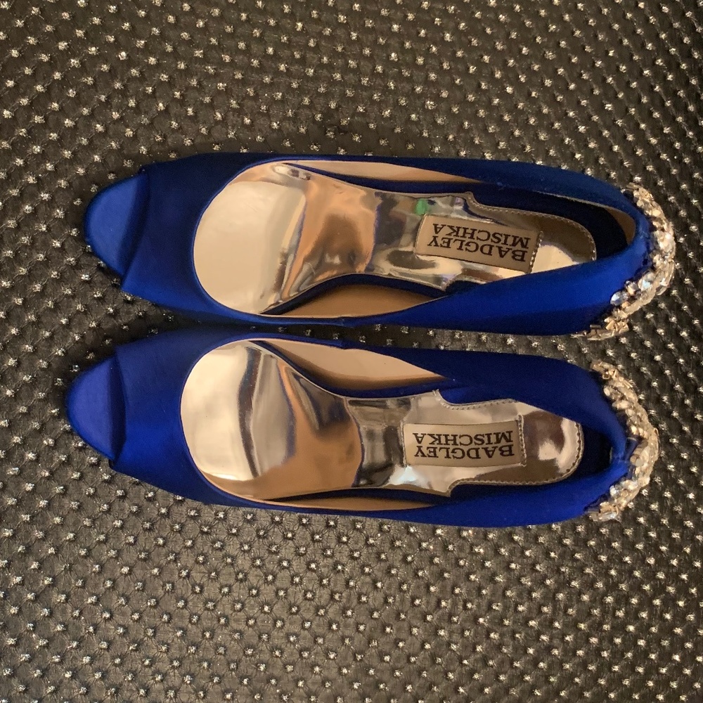 NWOB BADGLEY MISCHKA Kiara Embellished Peep-Toe Evening Pumps - Size 7.5 - Picture 12 of 16